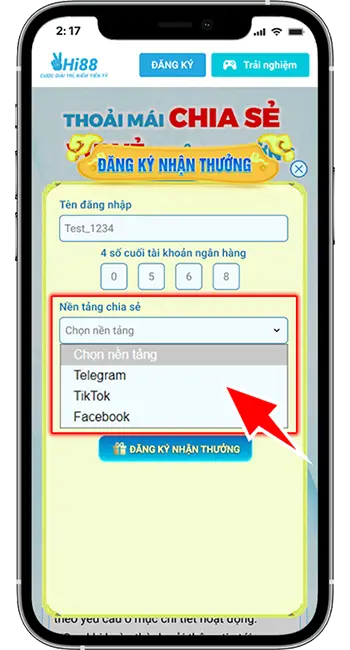 Bước 3: Chọn nền tảng và số ngày hội viên muốn chia sẻ.